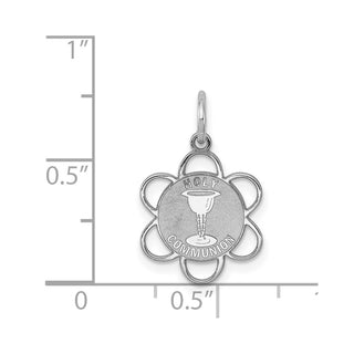 Sterling Silver Rhodium-plated Holy Communion Disc Charm QC2398