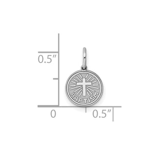 Sterling Silver Rhodium-plated Baptism Disc Charm QC2403