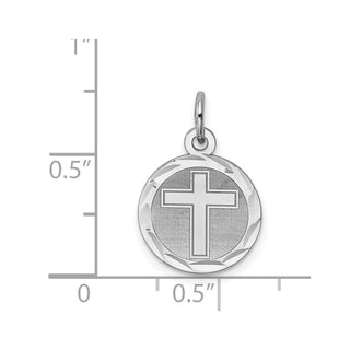 Sterling Silver Rhodium-plated Cross Disc Charm QC2410