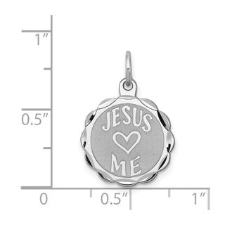 Sterling Silver Rhodium-plated Jesus Loves Me Disc Charm