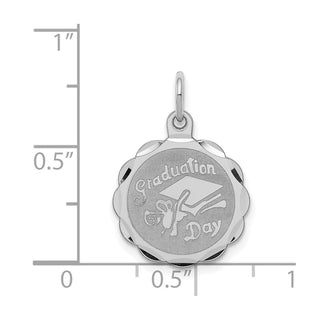 Sterling Silver Rhodium-plated Graduation Day Disc Charm QC2418