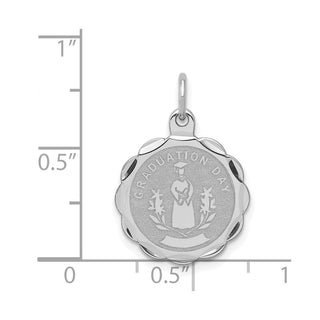 Sterling Silver Rhodium-plated Graduation Day Disc Charm QC2419