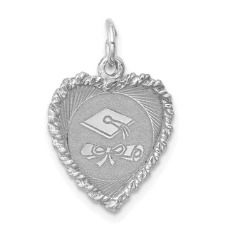Sterling Silver Graduation Cap and Diploma Polished Disc Charm