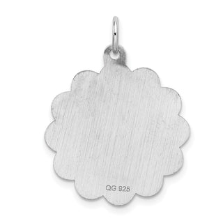 Sterling Silver Rhodium-plated Graduation Day Disc with Freshwater Cultured Pearl Charm