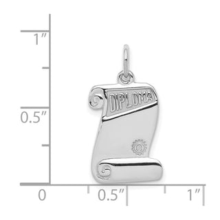 Sterling Silver Rhodium-plated Diploma Charm