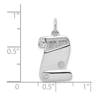 Sterling Silver Rhodium-plated Diploma Charm