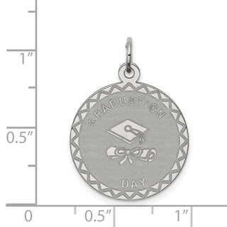 Sterling Silver Rhodium-plated Graduation Day Disc Charm QC2433