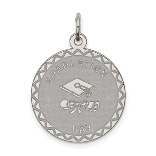 Sterling Silver Rhodium-plated Graduation Day Disc Charm QC2433