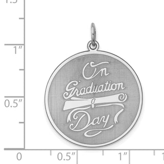 Sterling Silver Rhodium-plated On Graduation Day Disc Charm QC2440