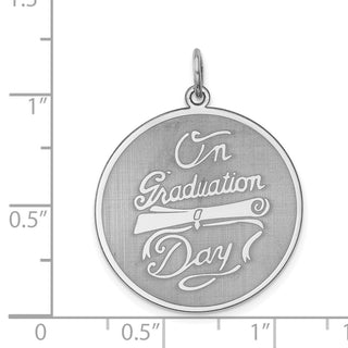 Sterling Silver Rhodium-plated On Graduation Day Disc Charm QC2440