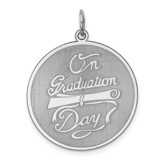 Sterling Silver Rhodium-plated On Graduation Day Disc Charm QC2440