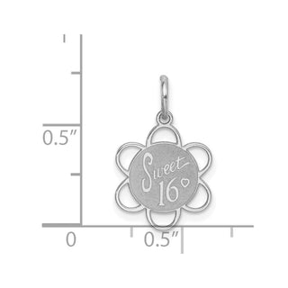 Sterling Silver Rhodium-plated Sweet Sixteen Disc Charm QC2452