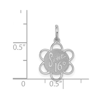 Sterling Silver Rhodium-plated Sweet Sixteen Disc Charm QC2452