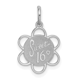 Sterling Silver Rhodium-plated Sweet Sixteen Disc Charm QC2452