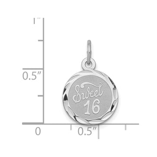 Sterling Silver Rhodium-plated Sweet Sixteen Disc Charm QC2453