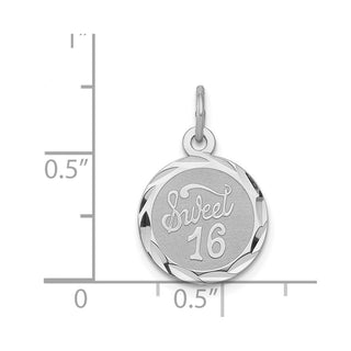 Sterling Silver Rhodium-plated Sweet Sixteen Disc Charm QC2453