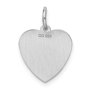Sterling Silver Rhodium-plated Sweet Sixteen Heart Disc Charm QC2454