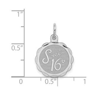 Sterling Silver Rhodium-plated Sweet Sixteen Disc Charm QC2456