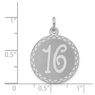 Sterling Silver Rhodium-plated Sweet Sixteen Disc Charm QC2459