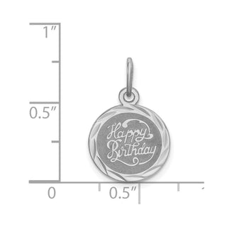 Sterling Silver Rhodium-plated Happy Birthday Disc Charm QC2465