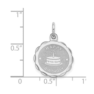 Sterling Silver Rhodium-plated Happy Birthday Disc Charm QC2466