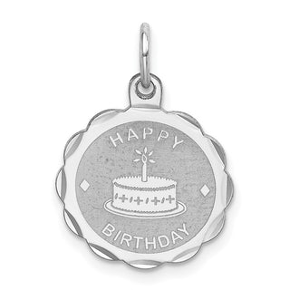 Sterling Silver Rhodium-plated Happy Birthday Disc Charm QC2466