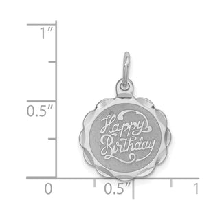 Sterling Silver Rhodium-plated Happy Birthday Disc Charm QC2467