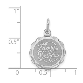 Sterling Silver Rhodium-plated Happy Birthday Disc Charm QC2467
