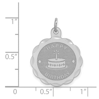 Sterling Silver Rhodium-plated Happy Birthday Disc Charm QC2470