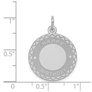 Sterling Silver Rhodium-plated Happy Birthday Disc Charm QC2473