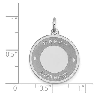 Sterling Silver Rhodium-plated Happy Birthday Disc Charm QC2474