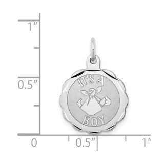 Sterling Silver Rhodium-plated Its A Boy Charm QC2492