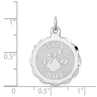 Sterling Silver Rhodium-plated Its A Boy Charm QC2493