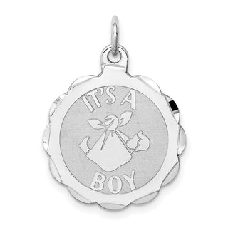 Sterling Silver Rhodium-plated Its A Boy Charm QC2493
