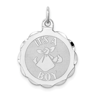 Sterling Silver Rhodium-plated Its A Boy Charm QC2493