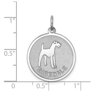 Sterling Silver Rhodium-plated Airedale Disc Charm