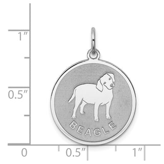 Sterling Silver Rhodium-plated Beagle Disc Charm