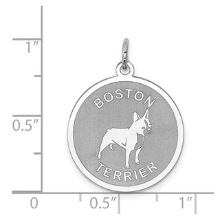 Sterling Silver Rhodium-plated Boston Terrier Disc Charm