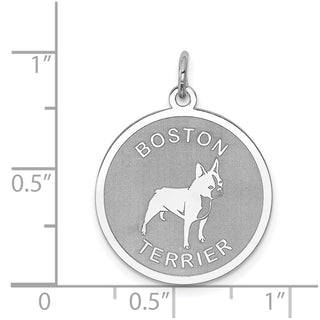 Sterling Silver Rhodium-plated Boston Terrier Disc Charm