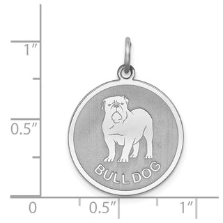 Sterling Silver Rhodium-plated Bull Dog Disc Charm