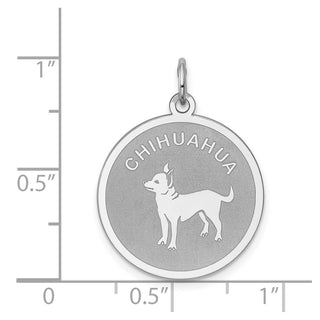 Sterling Silver Rhodium-plated Chihuahua Disc Charm