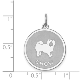 Sterling Silver Rhodium-plated Chow Dog Disc Charm