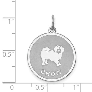 Sterling Silver Rhodium-plated Chow Dog Disc Charm