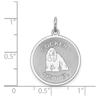 Sterling Silver Rhodium-plated Cocker Spaniel Dog Disc Charm