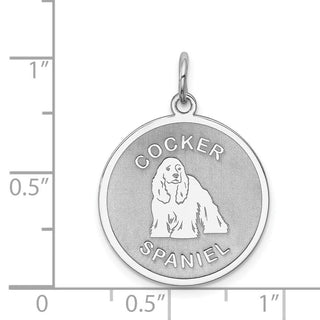 Sterling Silver Rhodium-plated Cocker Spaniel Dog Disc Charm