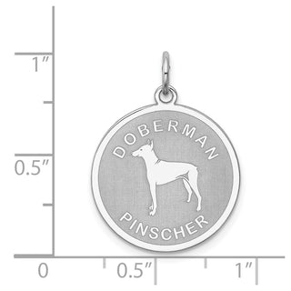 Sterling Silver Rhodium-plated Doberman Pinscher Dog Disc Charm