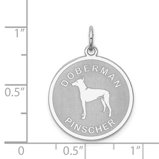 Sterling Silver Rhodium-plated Doberman Pinscher Dog Disc Charm