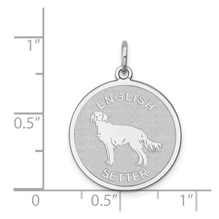 Sterling Silver Rhodium-plated English Setter Disc Charm