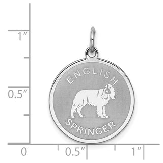 Sterling Silver Rhodium-plated English Springer Disc Charm