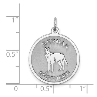 Sterling Silver Rhodium-plated German Shepherd Disc Charm